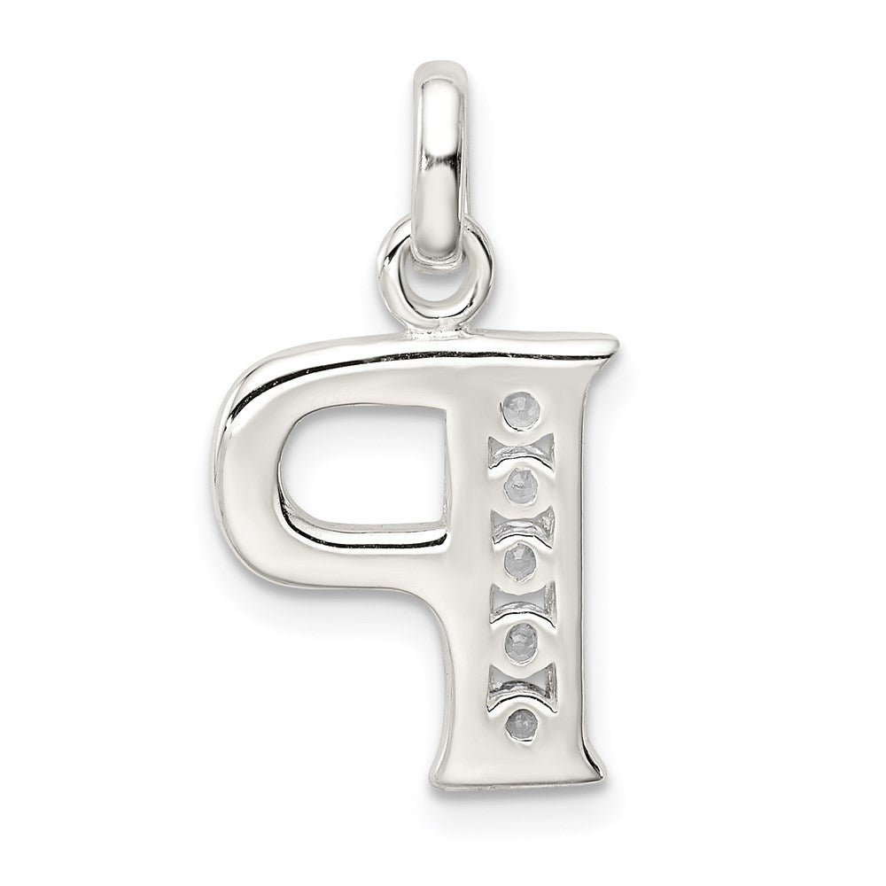 Sterling Silver White CZ Letter P Initial Pendant