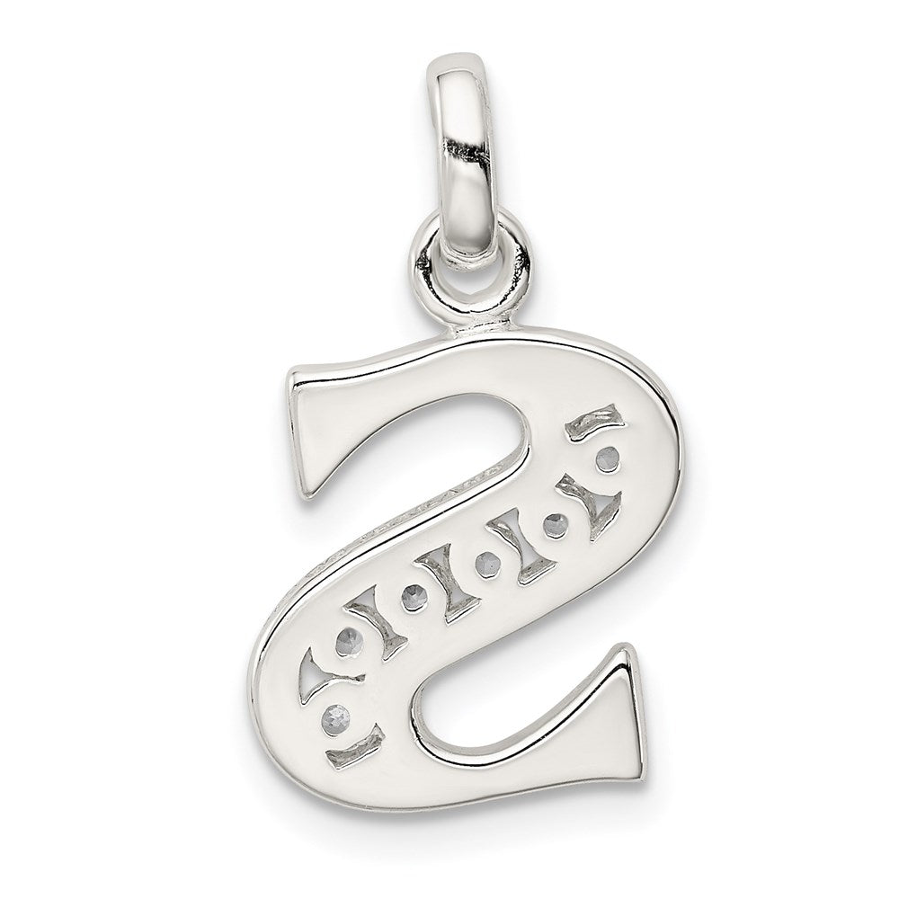 Sterling Silver White CZ Letter S Initial Pendant