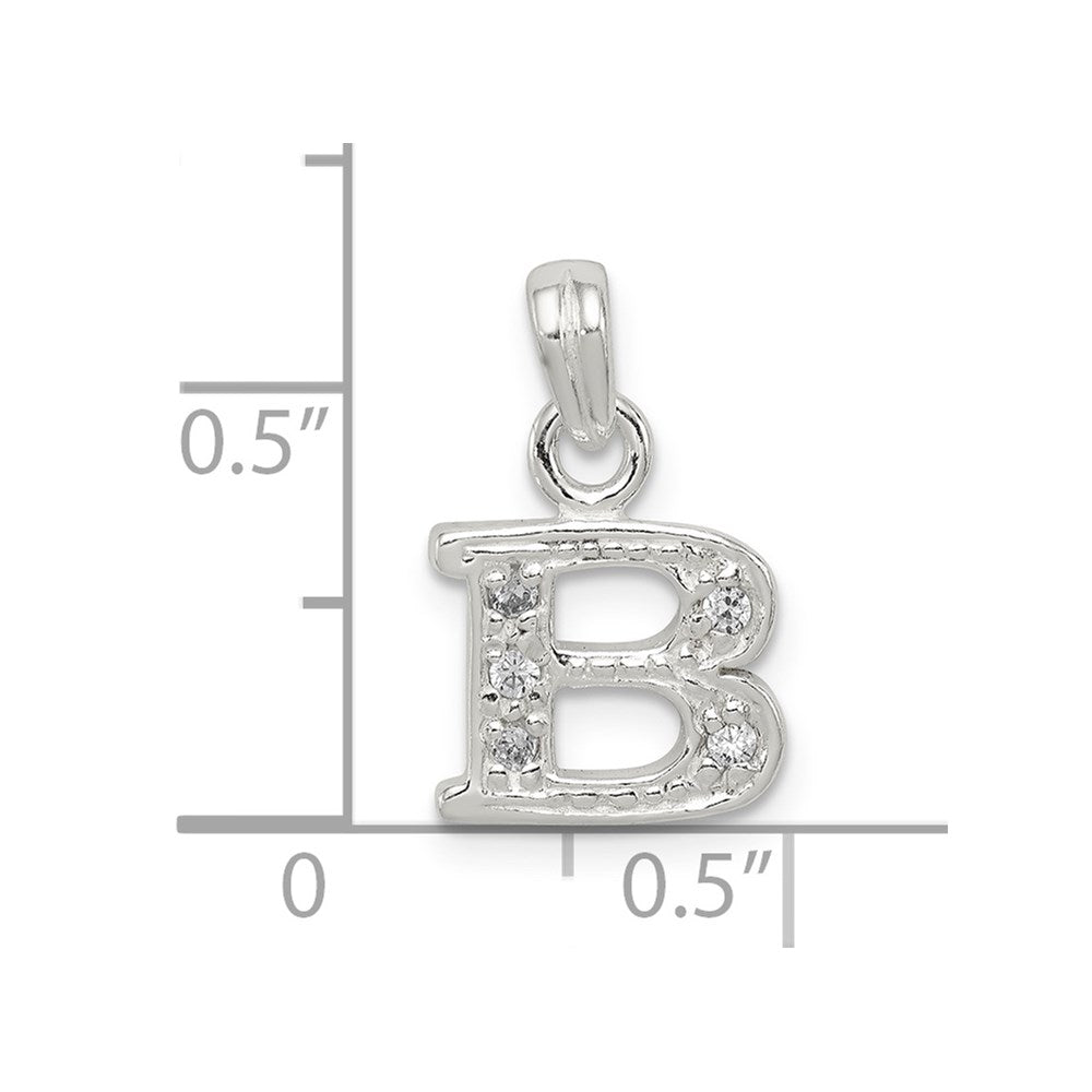 Sterling Silver CZ Letter B Initial Pendant