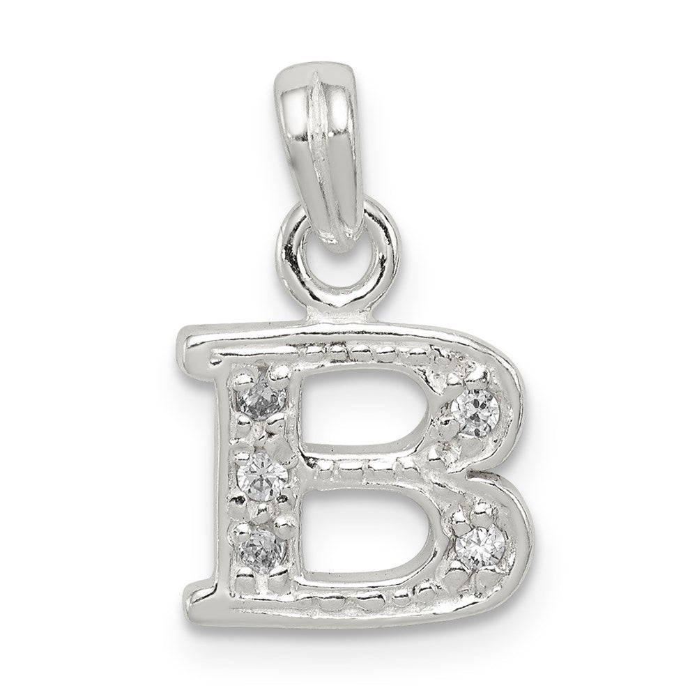 Sterling Silver CZ Letter B Initial Pendant