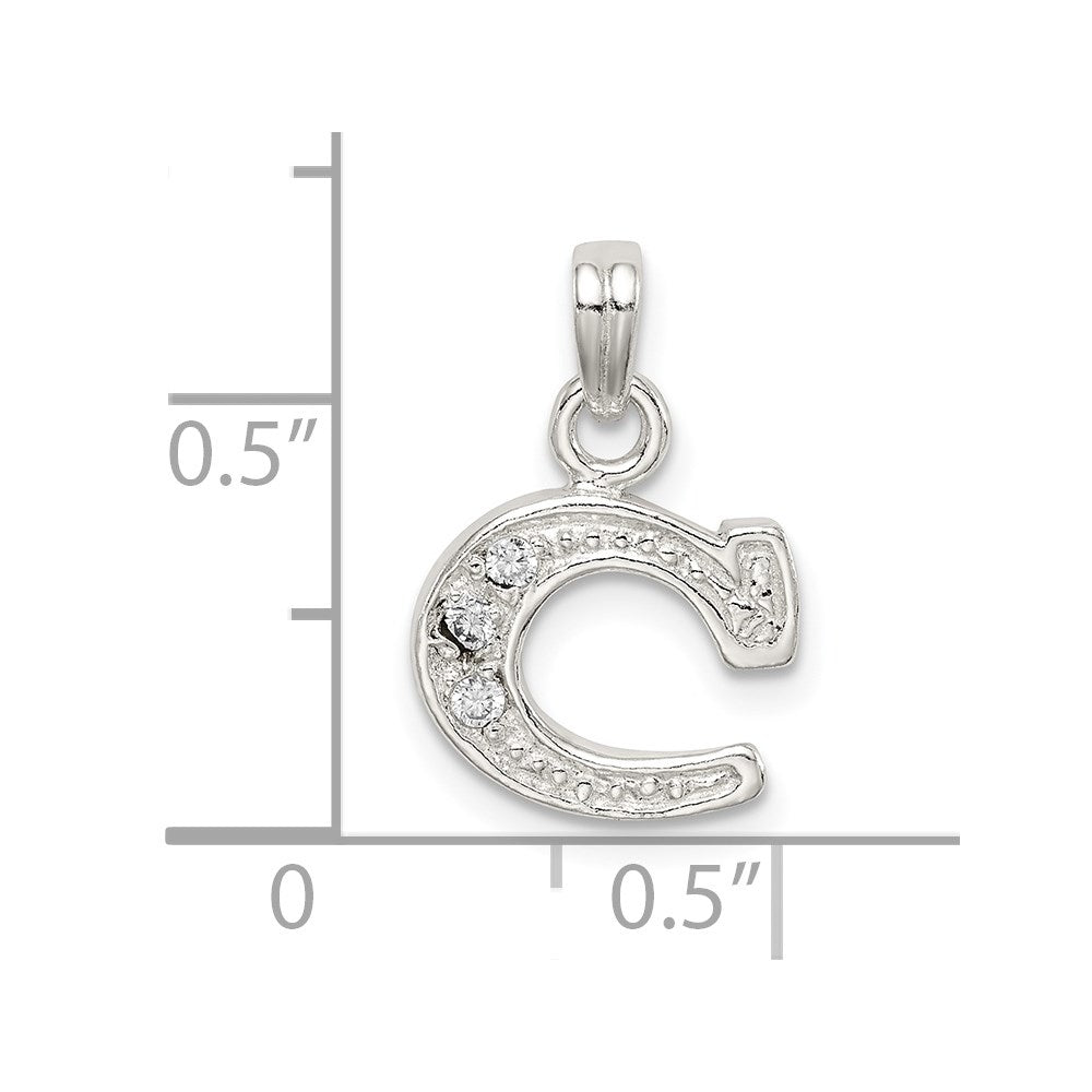 Sterling Silver CZ Letter C Initial Pendant