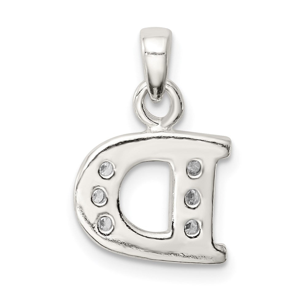 Sterling Silver CZ Letter D Initial Pendant