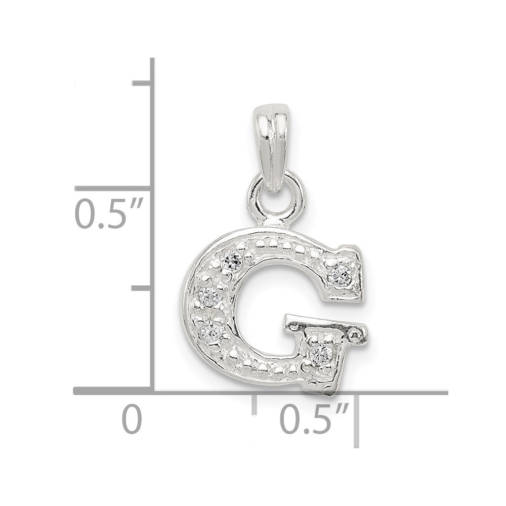 Sterling Silver CZ Letter G Initial Pendant