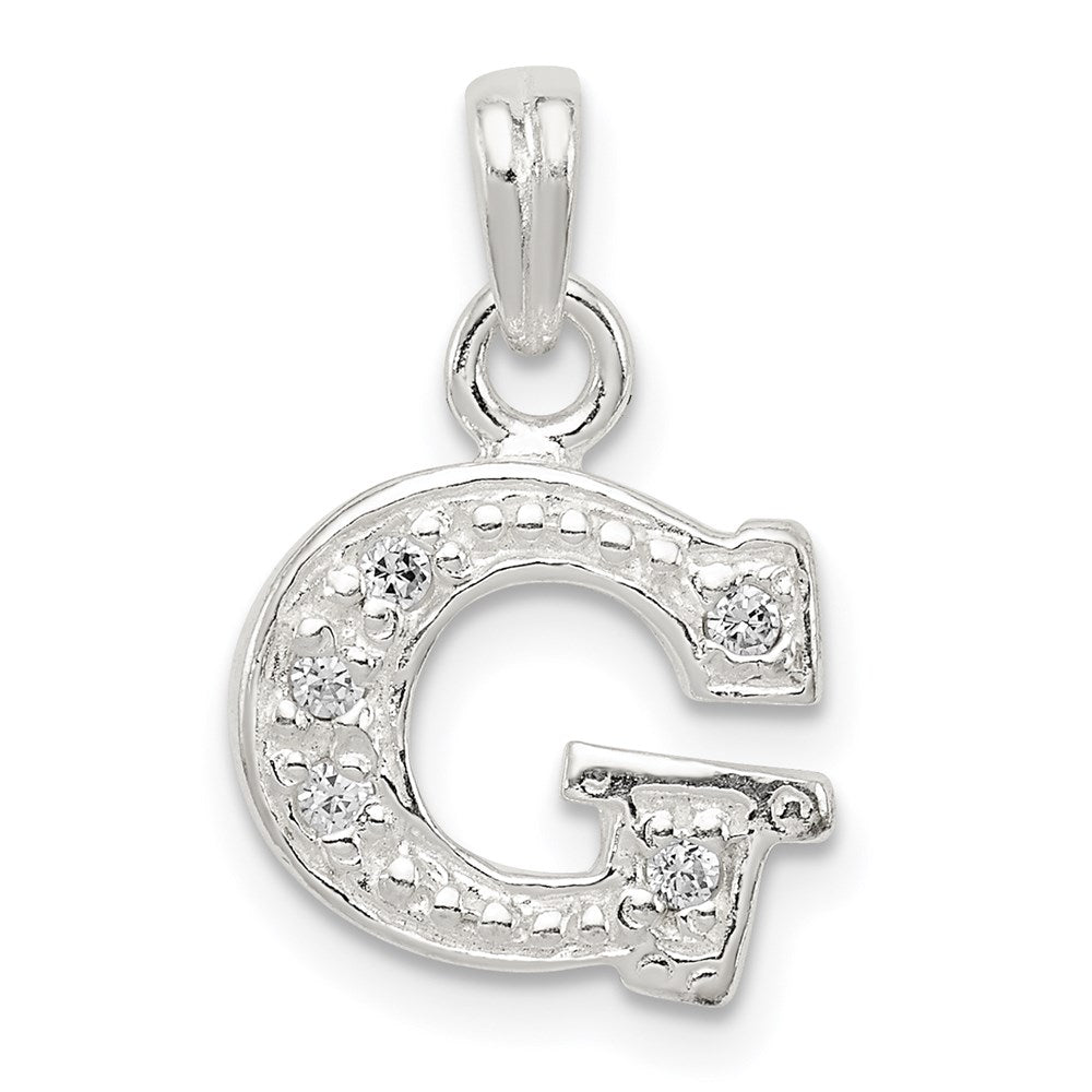 Sterling Silver CZ Letter G Initial Pendant