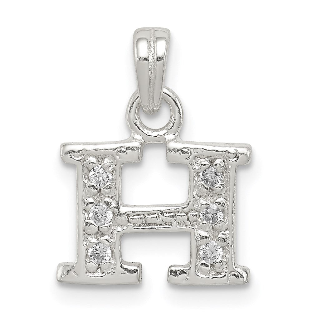 Sterling Silver CZ Letter H Initial Pendant