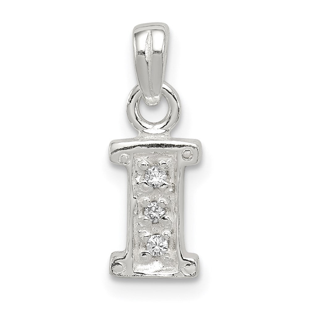 Sterling Silver CZ Letter I Initial Pendant