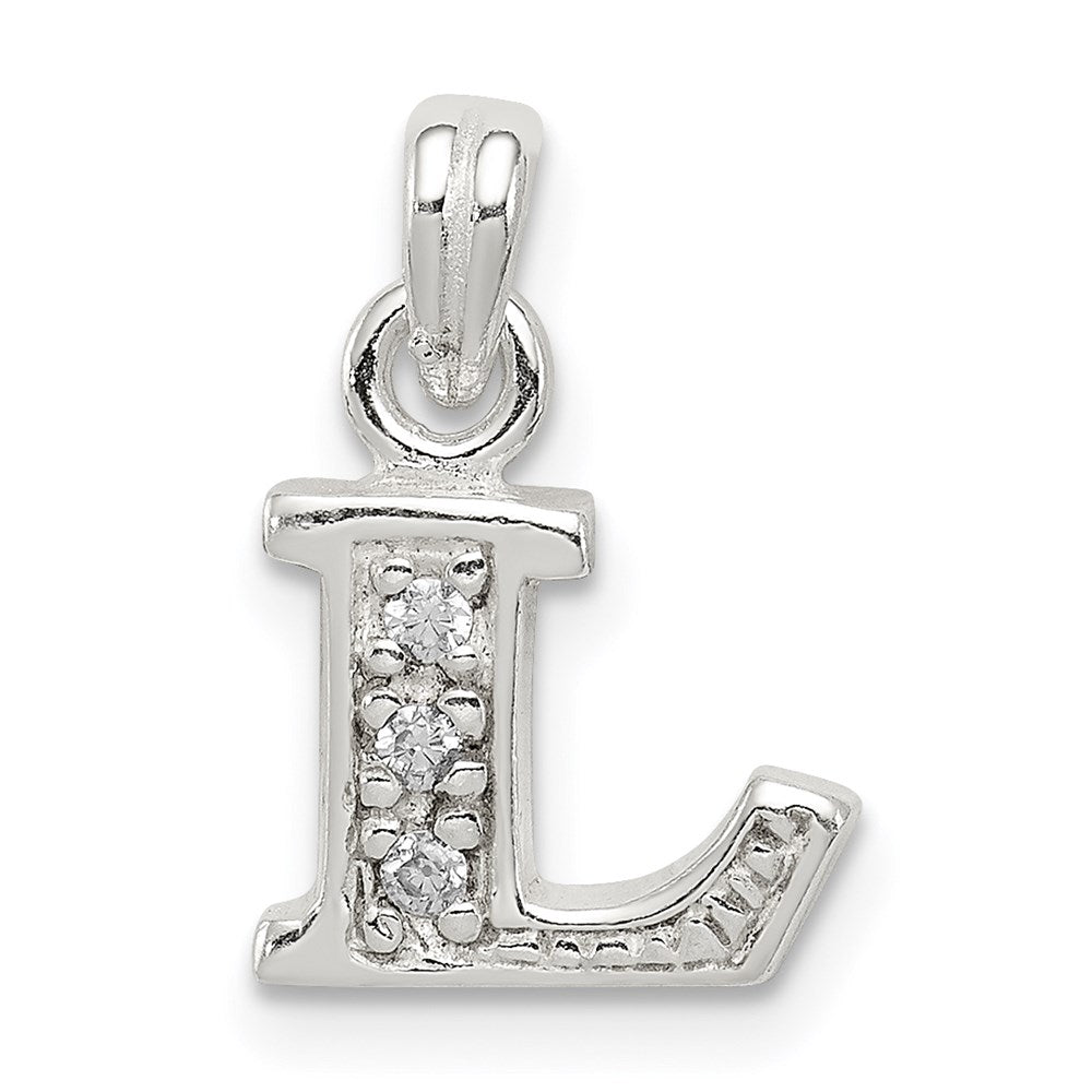 Sterling Silver CZ Letter L Initial Pendant