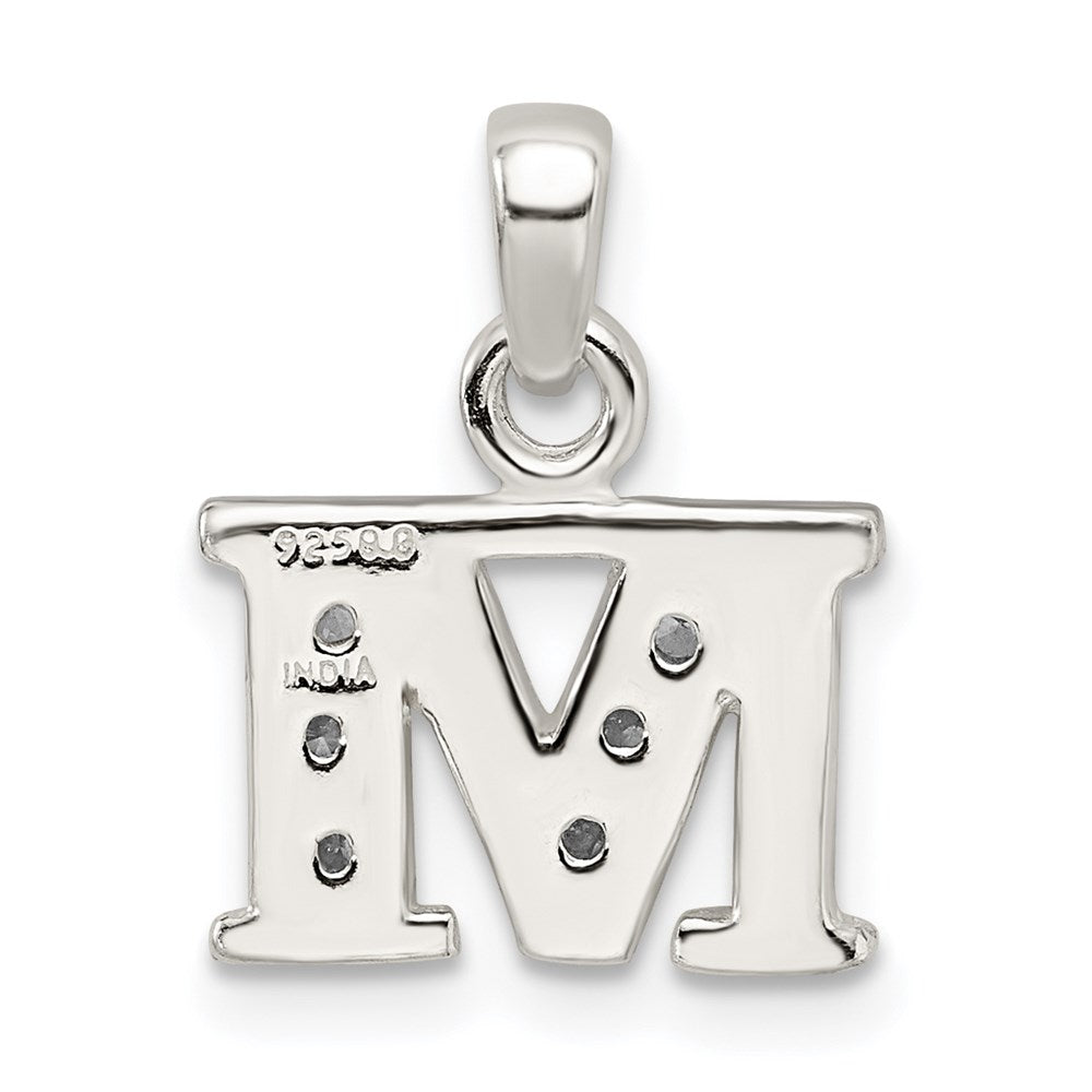 Sterling Silver CZ Letter M Initial Pendant