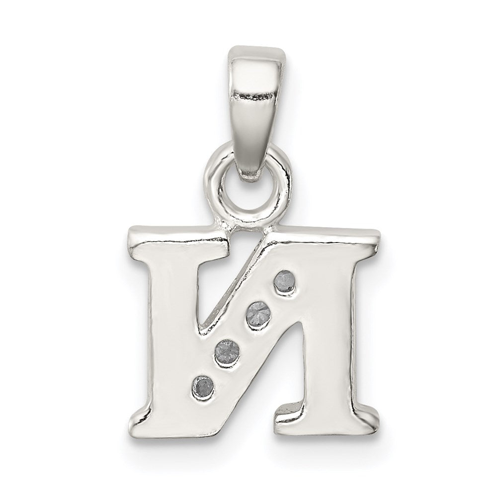 Sterling Silver CZ Letter N Initial Pendant