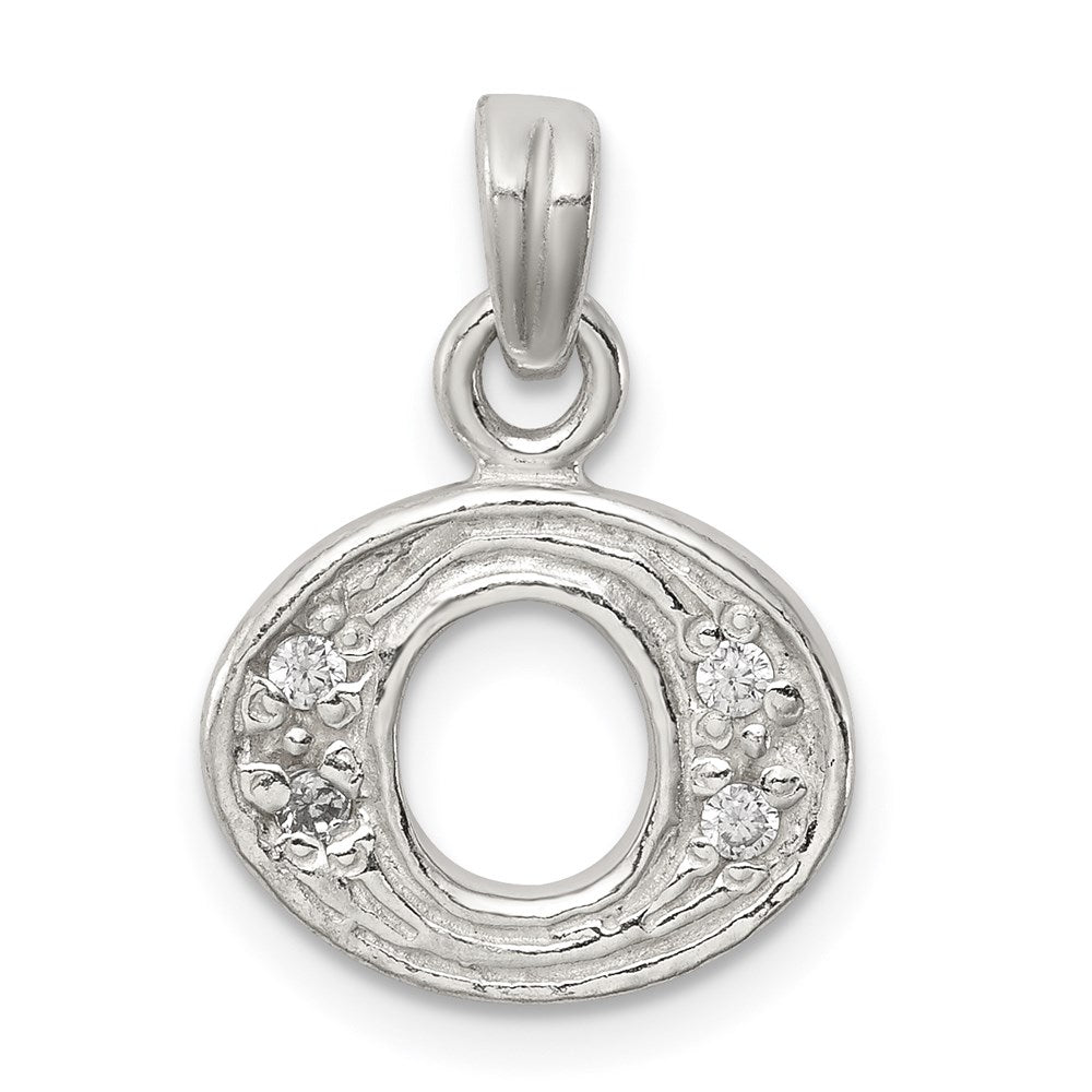 Sterling Silver CZ Letter O Initial Pendant