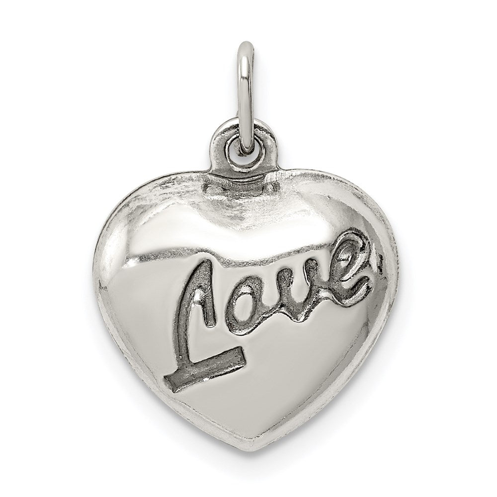 Sterling Silver Love Puffed Heart Charm