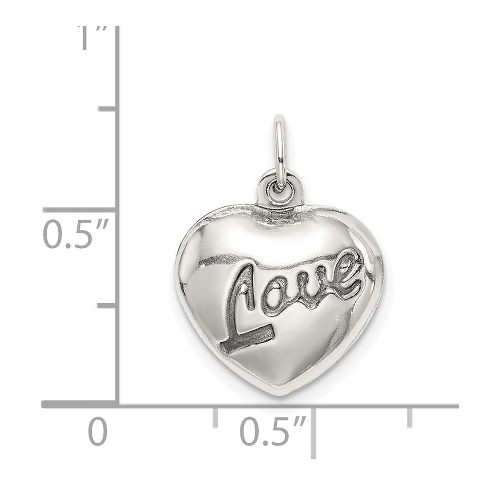 Sterling Silver Love Puffed Heart Charm