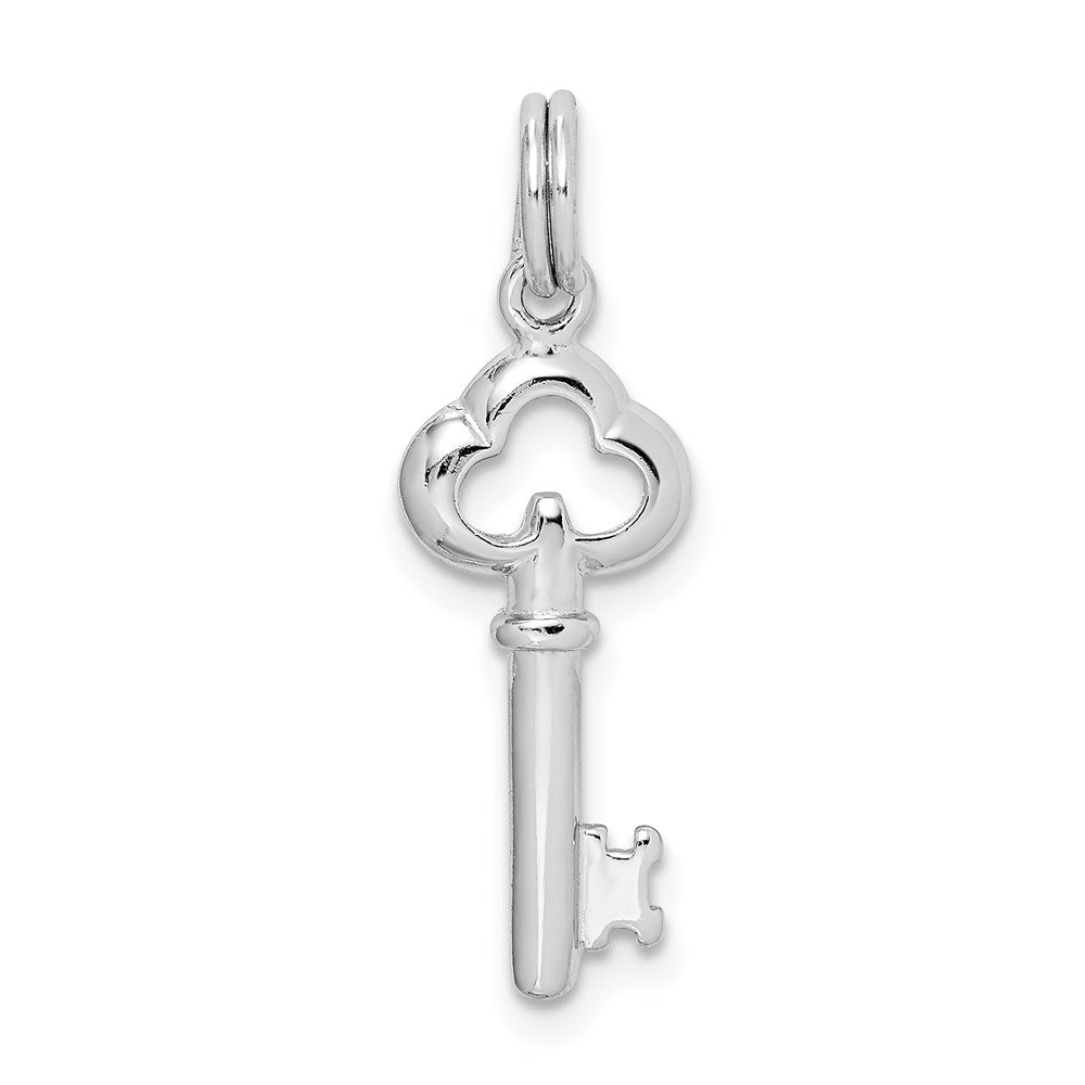 Sterling Silver Rhodium-plated Polished Miniature Key Charm