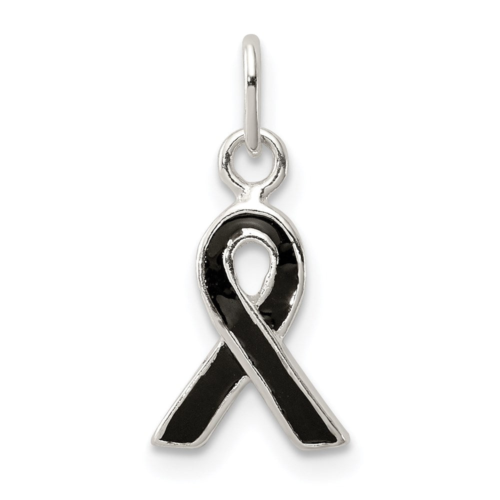 Sterling Silver Black Enameled Awareness Charm