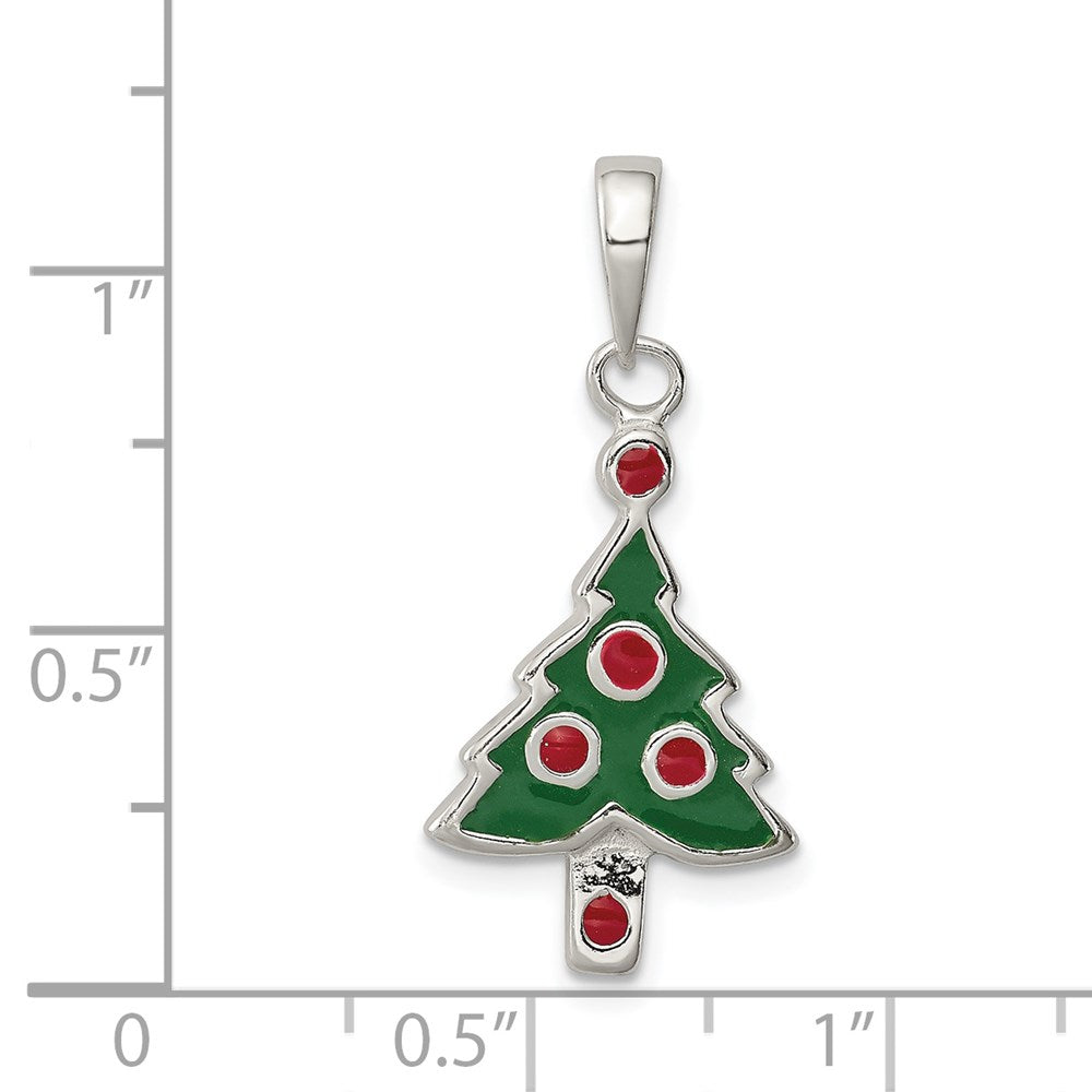 Sterling Silver Enameled Christmas Tree Pendant