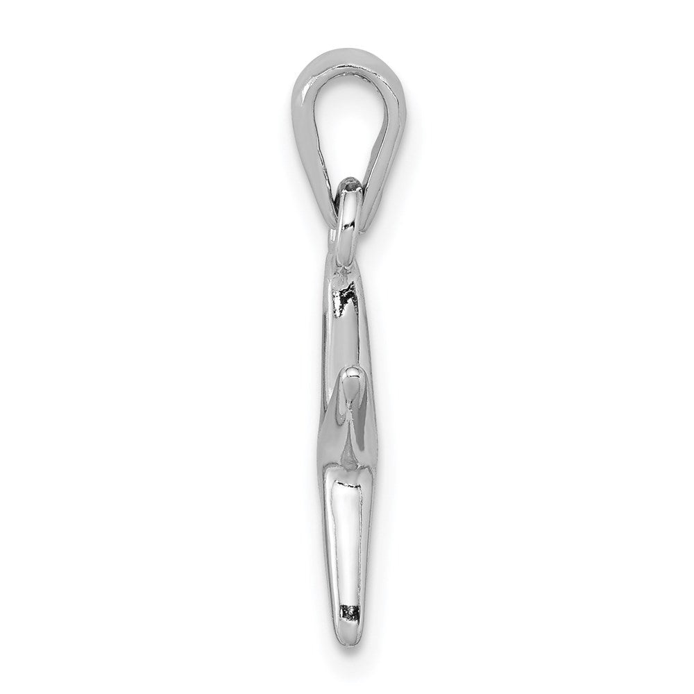 Sterling Silver Rhodium-plated Polished Starfish Charm