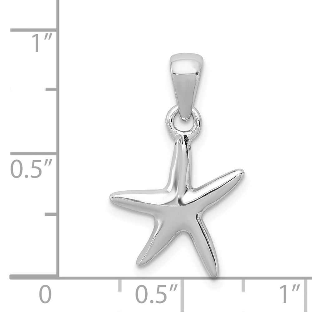 Sterling Silver Rhodium-plated Polished Starfish Charm