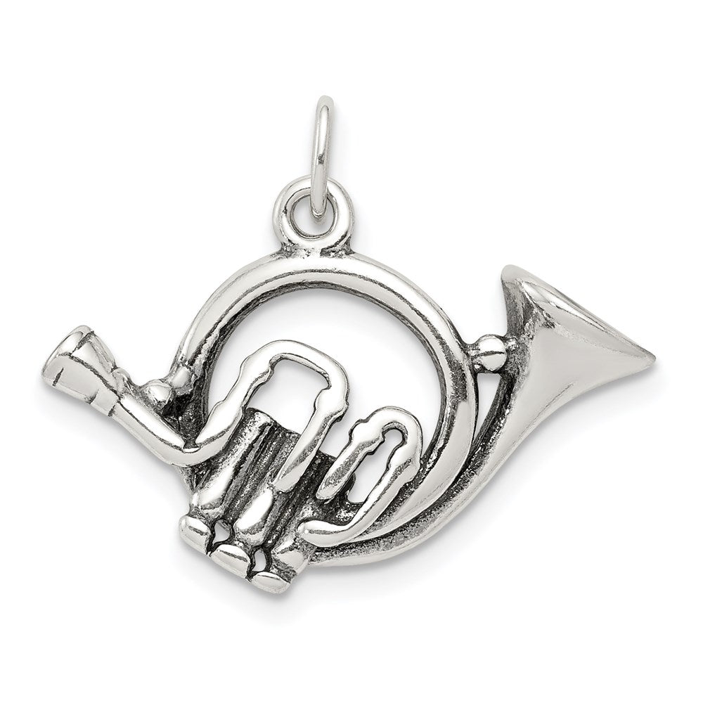 Sterling Silver Antiqued French Horn Charm