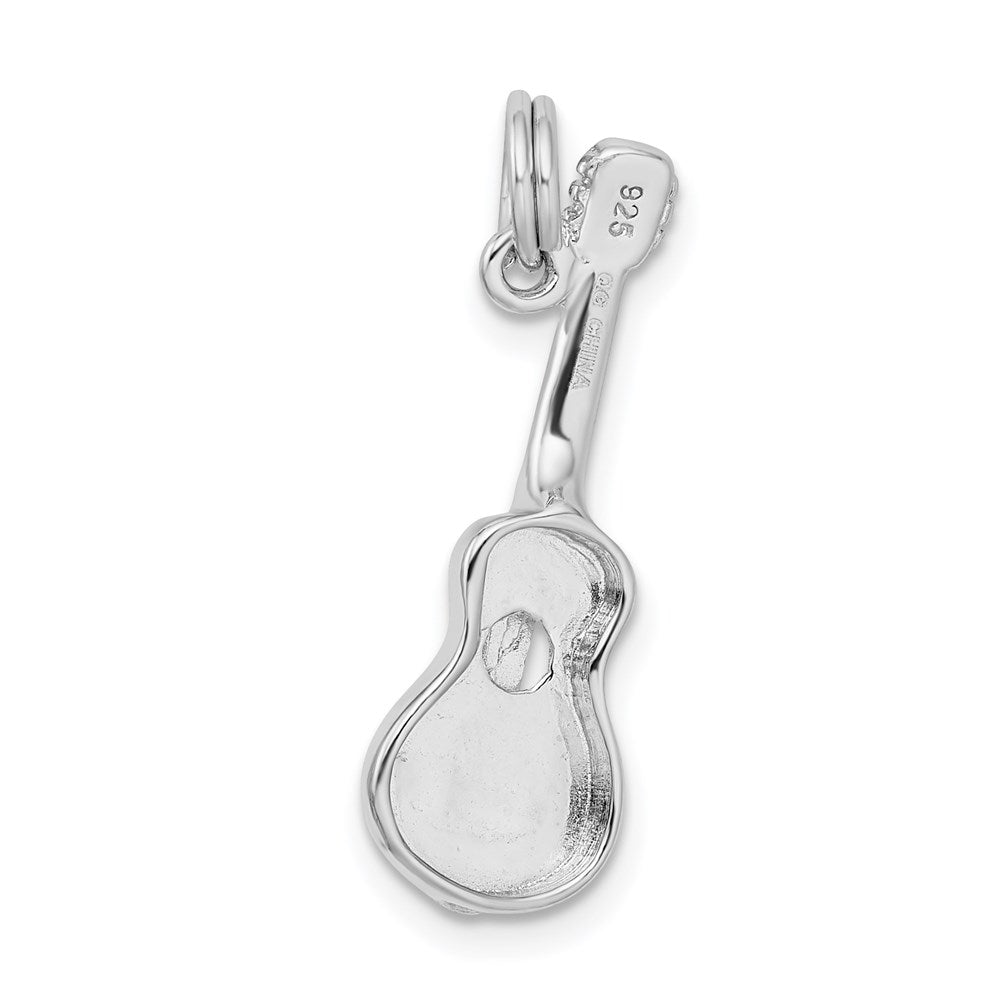 Sterling Silver Rhodium-platedPolished Guitar Charm