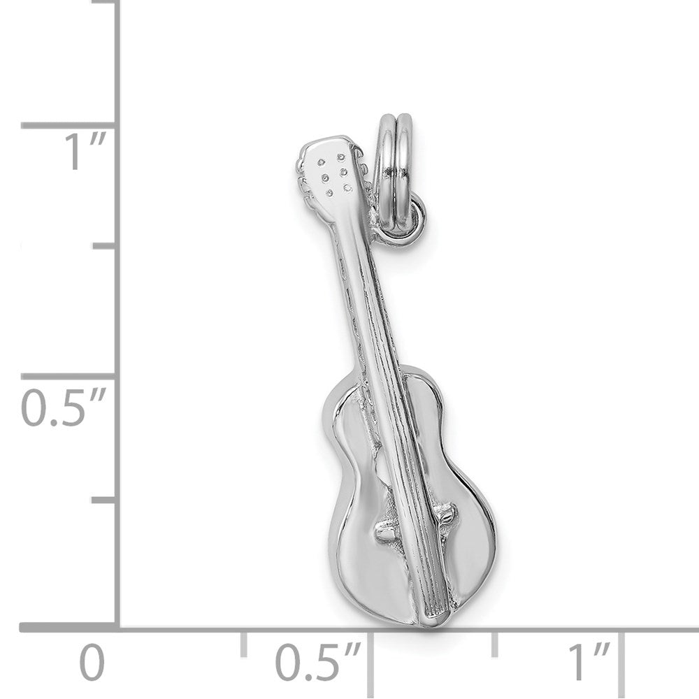 Sterling Silver Rhodium-platedPolished Guitar Charm