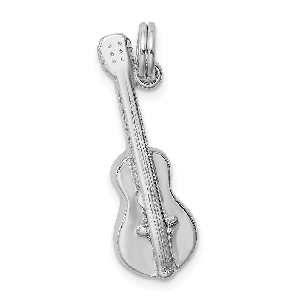 Sterling Silver Rhodium-platedPolished Guitar Charm