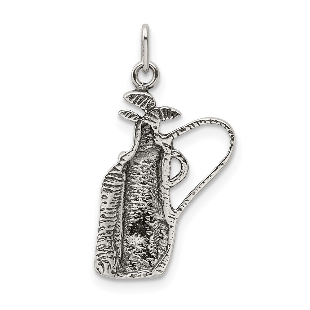 Sterling Silver Antiqued Golf Clubs w/Bag Charm