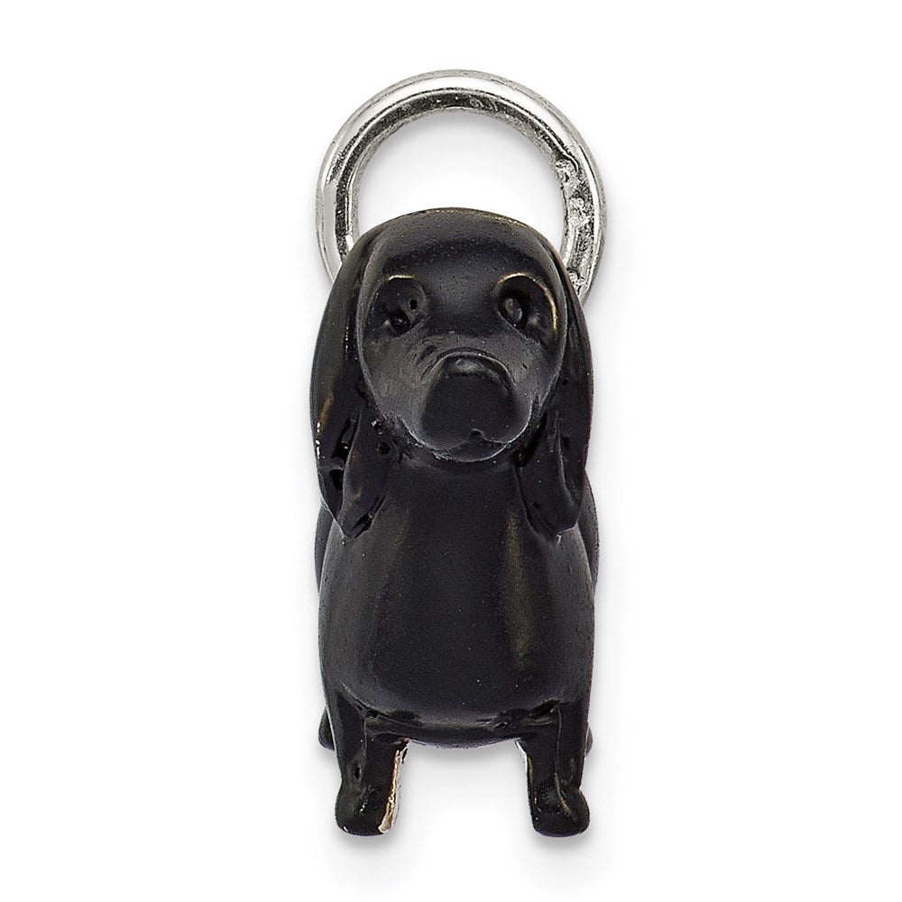 Sterling Silver Black Enamel Dachshund Pendant