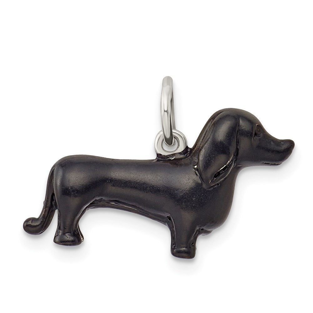 Sterling Silver Black Enamel Dachshund Pendant