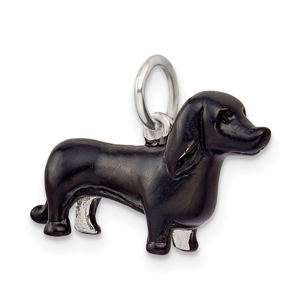 Sterling Silver Black Enamel Dachshund Pendant