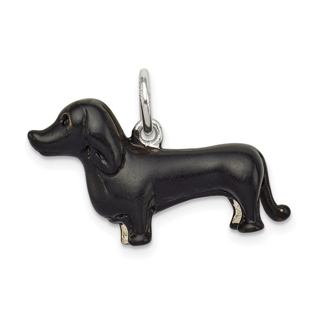 Sterling Silver Black Enamel Dachshund Pendant