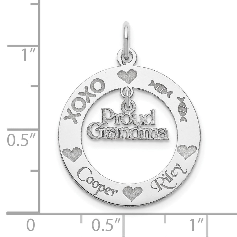 Sterling Silver Rhodium-plated Personalizable Proud Grandma Necklace