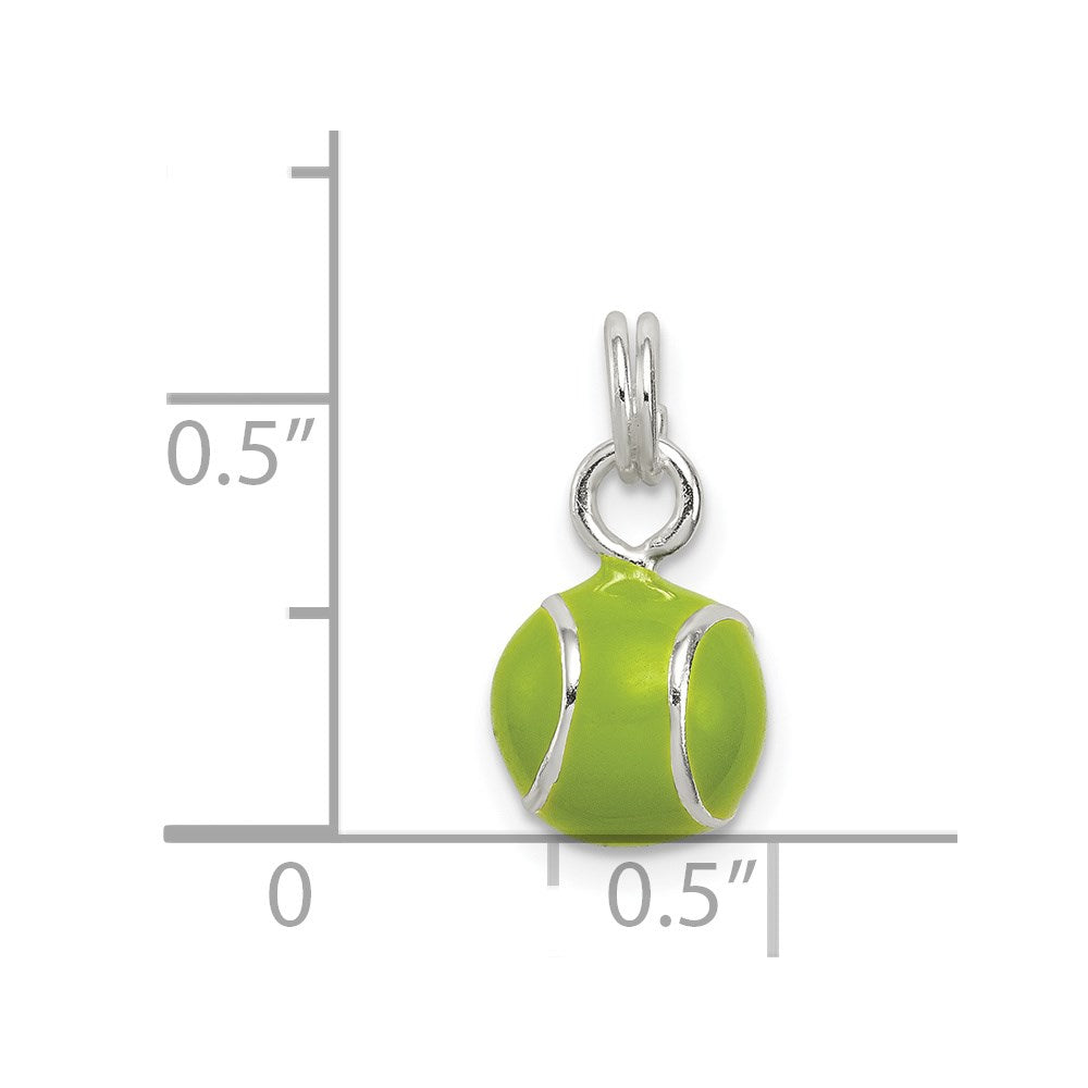 Sterling Silver Green Enameled Tennis Ball Charm