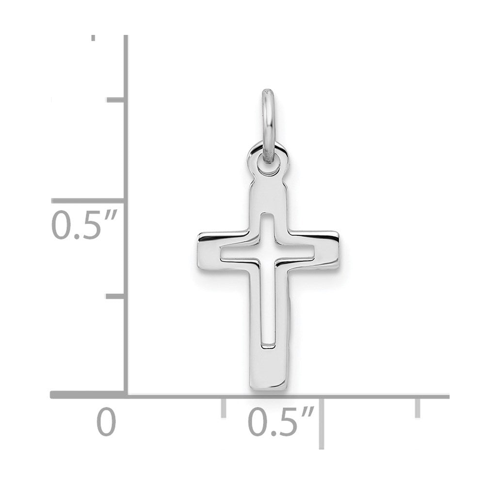 Sterling Silver Rhodium-plated Cross Pendant