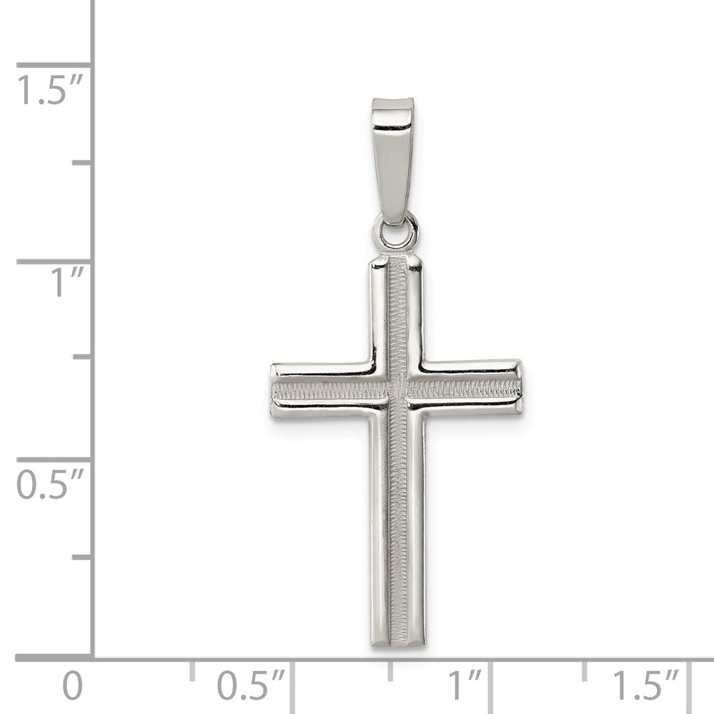 Sterling Silver Polished and Matte Finish Cross Pendant