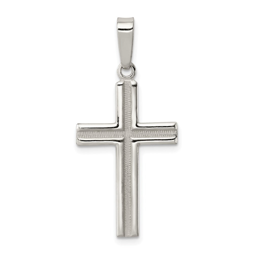 Sterling Silver Polished and Matte Finish Cross Pendant