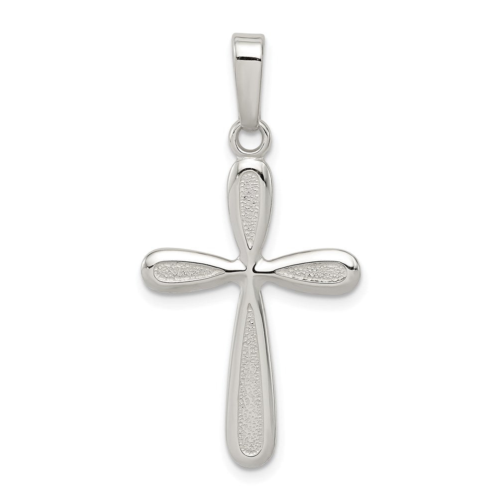 Sterling Silver Polished and Textured Cross Pendant