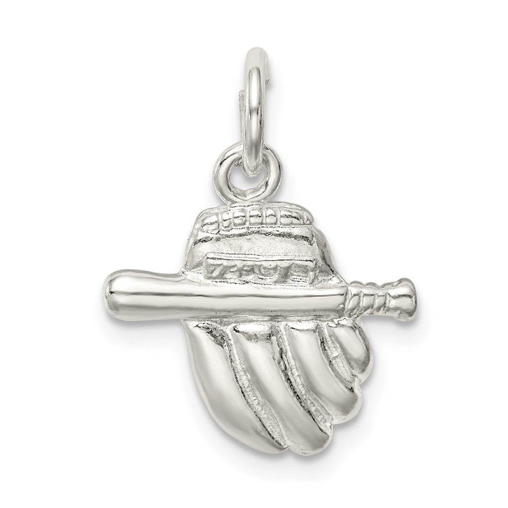 Sterling Silver Baseball Glove & Bat Charm