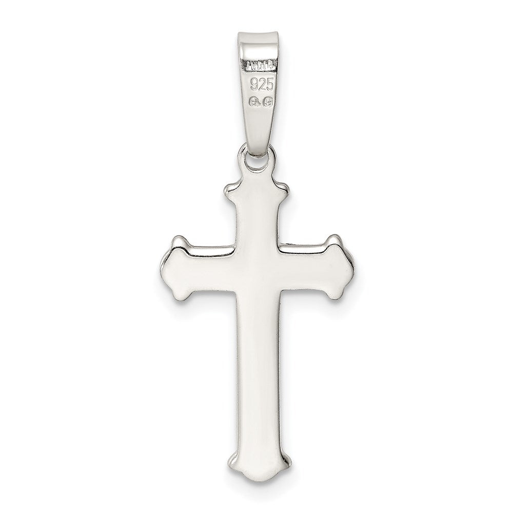 Sterling Silver Polished Matte Center Finish Cross Pendant