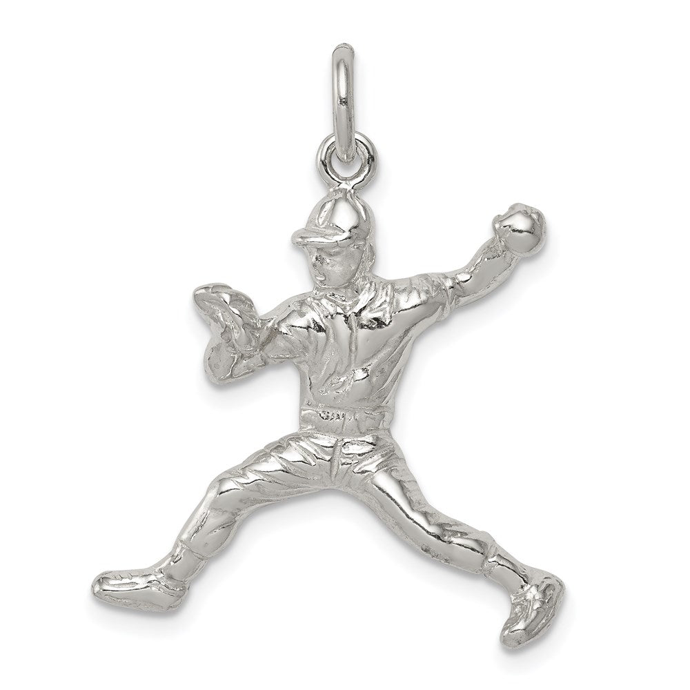 Sterling Silver Baseball Pitcher Charm