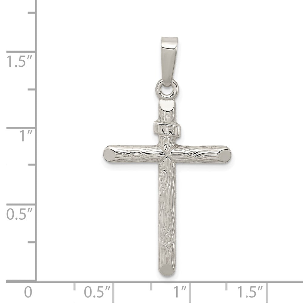 Sterling Silver Polished and Textured INRI Cross Pendant