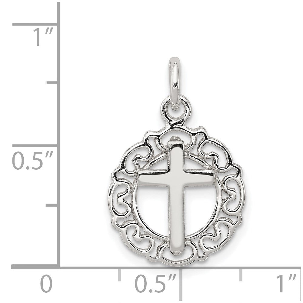 Sterling Silver Circle & Cross Pendant