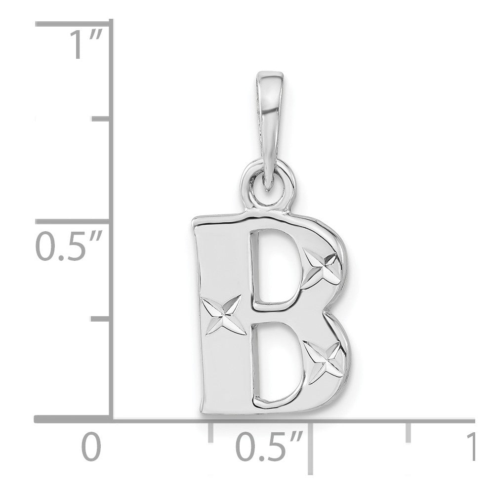 Sterling Silver Polished Diamond-cut Initial B Pendant