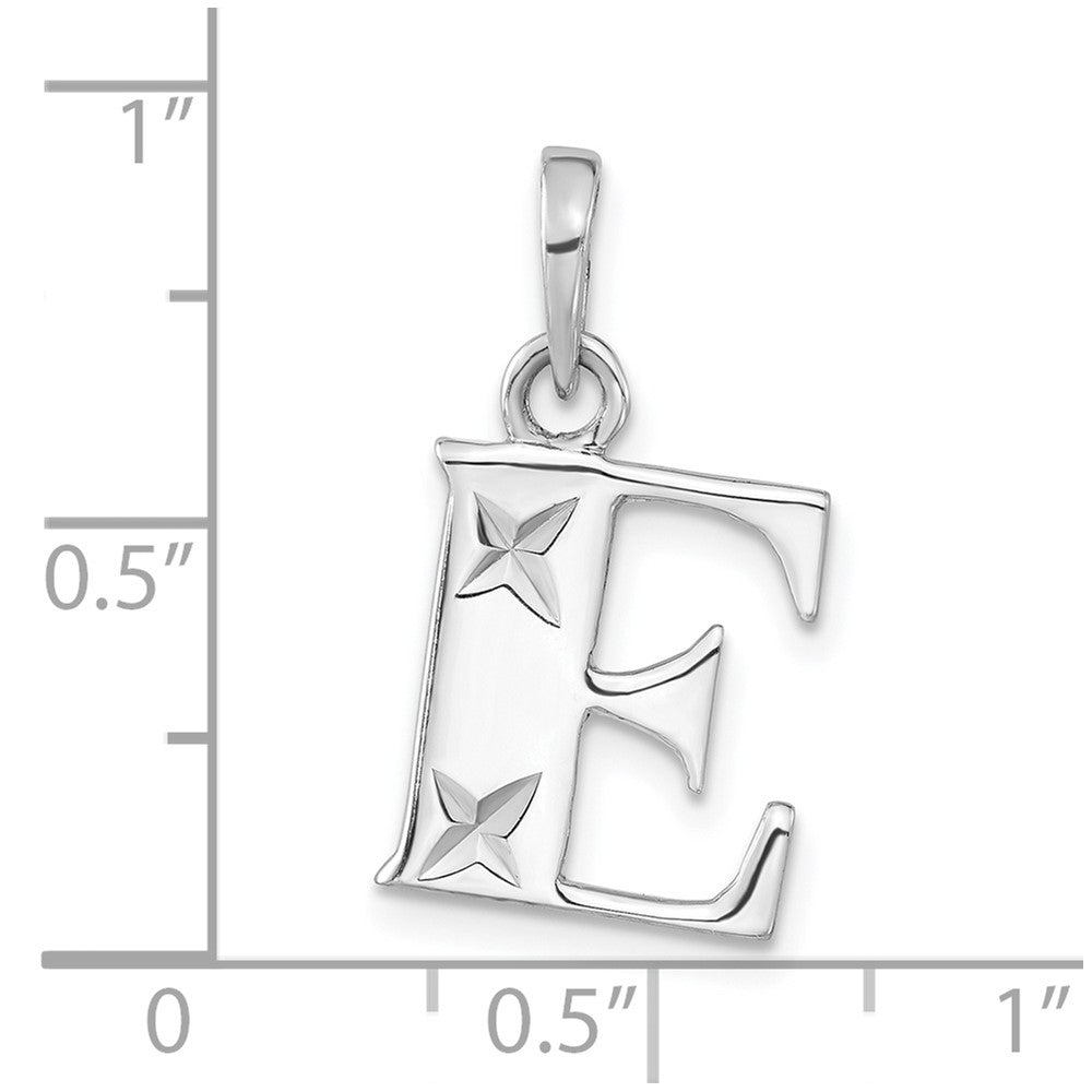 Sterling Silver Polished Diamond-cut Initial E Pendant