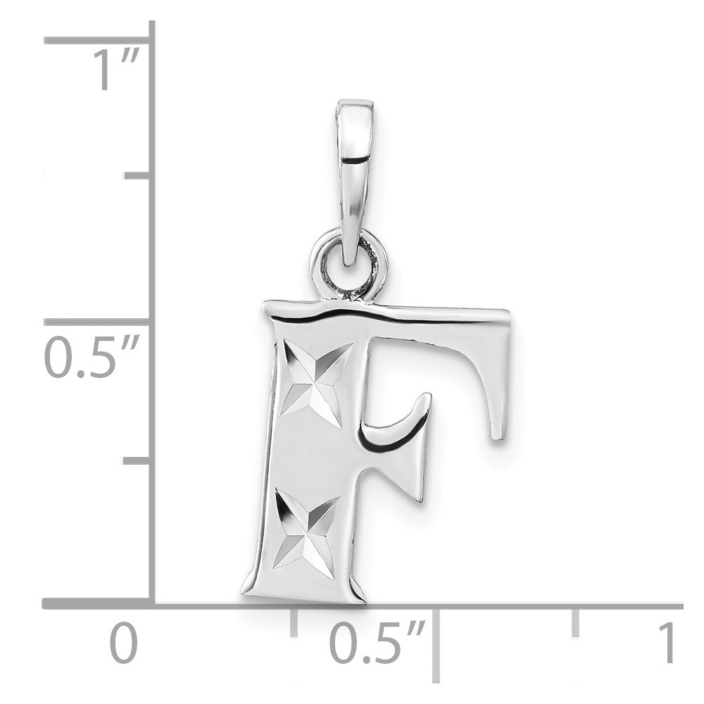 Sterling Silver Polished Diamond-cut Initial F Pendant