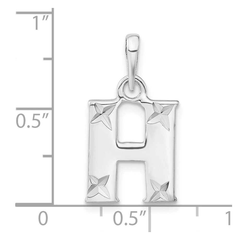 Sterling Silver Polished Diamond-cut Initial H Pendant