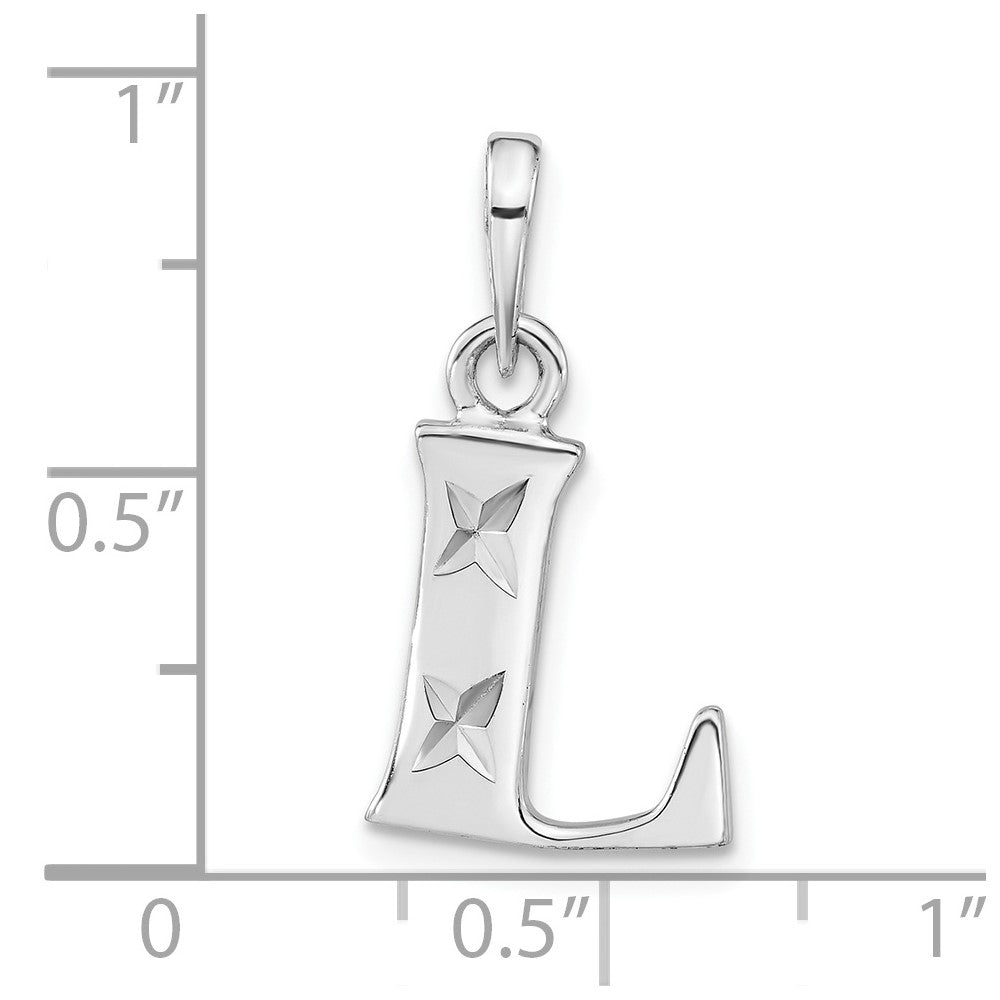 Sterling Silver Polished Diamond-cut Initial L Pendant