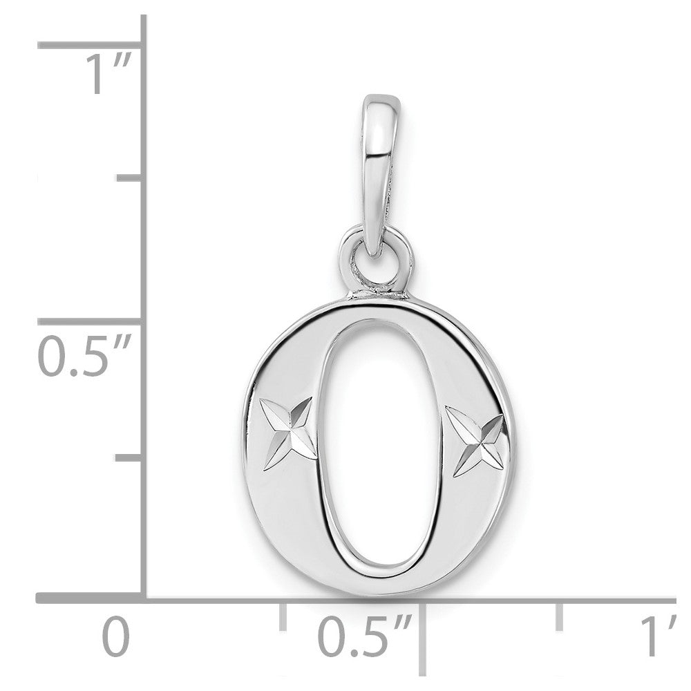 Sterling Silver Polished Diamond-cut Initial O Pendant