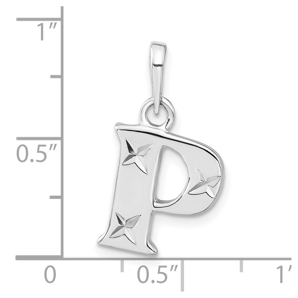 Sterling Silver Polished Diamond-cut Initial P Pendant