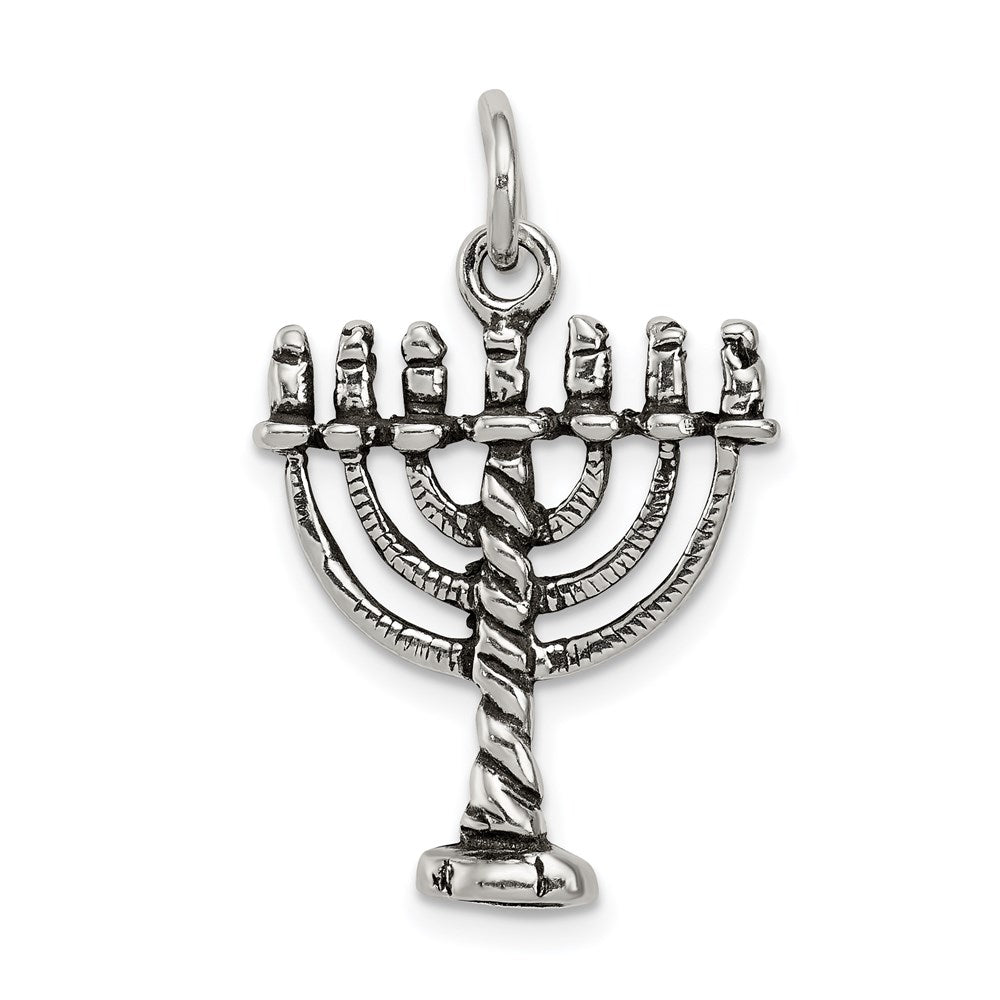 Sterling Silver Antiqued Menorah Charm