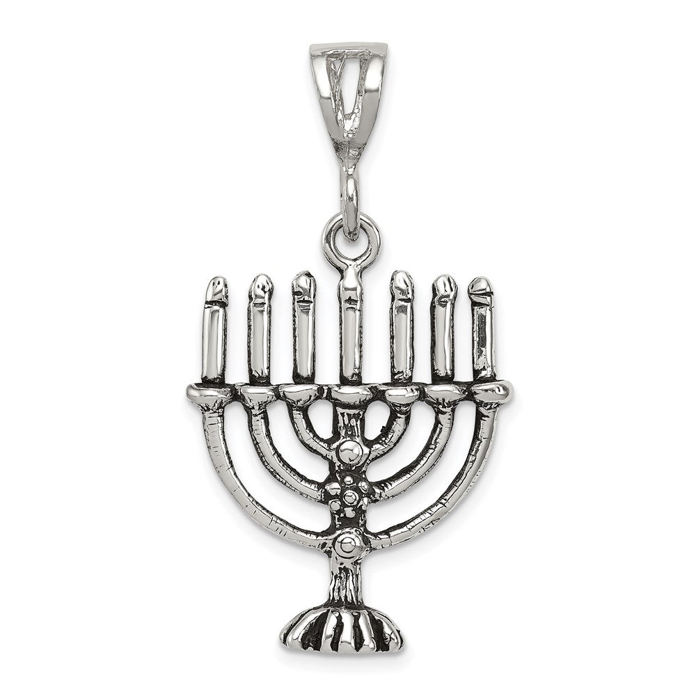 Sterling Silver Antiqued Menorah Charm